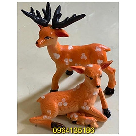 Mua Tượng đôi hươu sao tiểu cảnh dài 14cm gốm sứ Bát Tràng