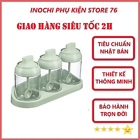 Mua BỘ 3 LỌ GIA VỊ  Yoko Inochi -Chất lượng nhựa tritan nguyên sinh đạt chuẩn xuất Nhật   EU an toàn  cao cấp  tích hợp muỗng  tiện lợi khi sử dụng - Hàng chính hãng ( Tặng kèm khăn lau pakasa)