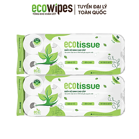 Giấy vệ sinh giấy cuộn cao cấp Ecotissue 3 lớp lốc 10 cuộn có lõi/không lõi cao cấp mềm dai tự nhiên