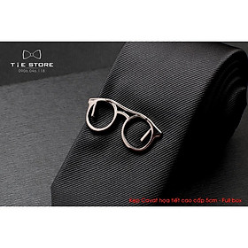 Kẹp cà vạt nam bản nhỏ ( 5cm), Kẹp Cavat hình mắt kính cao cấp - tặng kèm hộp nhỏ