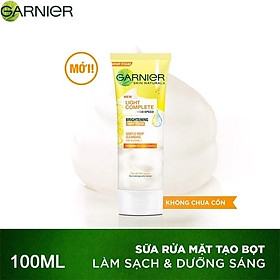 [GARNIER] Sữa Rửa Mặt Tạo Bọt Chứa Vitamin C Giúp Sáng Da, Mờ Thâm Và Ẩm Mịn Light Complete Brightening Whip Foam 100ml