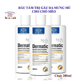 DẦU TẮM TRỊ GÀU DA MƯNG MỦ CHO CHÓ MÈO THÚ CƯNG Alkinlab Dermatic Chai 200ml Xuất xứ Anh Quốc