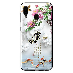 Ốp lưng in cho Samsung Galaxy A20 mẫu Chim Cá Nền Hoa Trắng - Hàng chính hãng