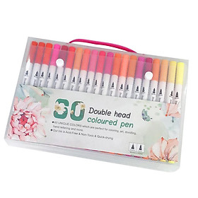 60 Colors Dual Tip Brush Pens Plastic Fine Liner Making Pen High Lighter