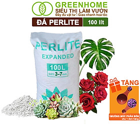 Đá Perlite Greenhome, Bao 100Lít (8-10kg), Trồng Hồng, Thuỷ Canh, Trân Châu Giàu Khoáng Chất, Tăng Độ Tơi Xốp