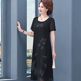 ( HÀNG SẴN) Đầm Voan Hoa Trung Niên Cho Mẹ Béo Che Bụng VH15 - Hàng Quảng Châu Cao Cấp