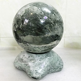 Mua Cầu bi phong thủy đường kính 16 cm nặng 8kg chất ngọc xanh lá đậm serpentine cho người mệnh Hỏa và Mộc DK16cm xnang8kg