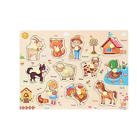 15Bảng đồ chơi ghép gỗ có núm cho bé Mã 025