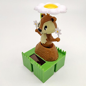 Solar Powered Dancing Squirrel Swing Hand Figure Joke Toy Home Car Decor
