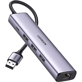 Mua Ugreen UG60554CM475TK 3*USB 3.0 + RJ45 Gigiatbit 20CM Màu Xám Bộ chuyển USB 3.0 5 in 1 sang 3 cổng USB + RJ45 Giagabit + sạc 5v USB-C - HÀNG CHÍNH HÃNG