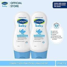 Combo 2 Sữa tắm gội dịu lành cho bé Cetaphil Baby Gentle Wash & Shampoo 230ml/chai