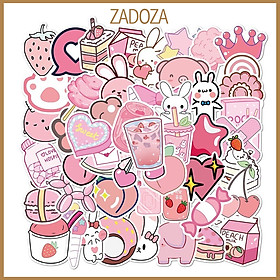 Sticker decal Pink tone hồng pastel dán laptop , điện thoại hình dán trang trí