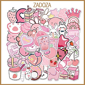 Sticker decal Pink tone hồng pastel dán laptop , điện thoại hình dán trang trí 