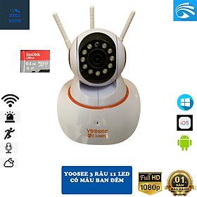 Mua Camera Wifi Yoosee 3 râu 11 led - Xoay 360 độ  cảnh báo chống trộm - Hàng chính hãng