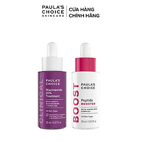 Bộ tinh chất tái tạo phục hồi da toàn diện Paula's Choice Niacinamide 20% 20ml và Peptide Booster 20ml Mã 8030.9550