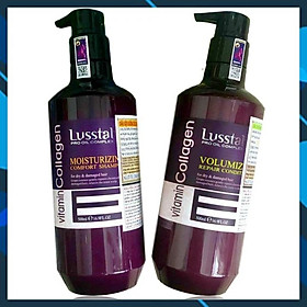 Cặp dầu gội xả Lusstaly Vitamin Collagen Moisturizing Comfort - Volumizing Repair phục hồi siêu mượt tóc cao cấp 500ml