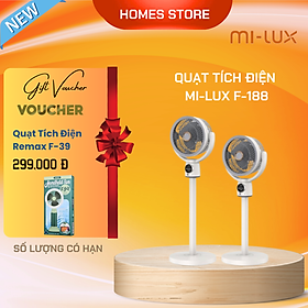 Quạt Đứng, Quạt Tích Điện Mi-Lux F188 Đối Lưu Không Khí Thế Hệ Mới Pin