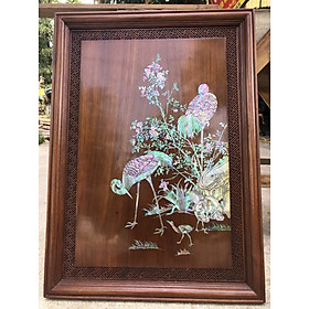 Mua Tranh treo tường  gũ gụ  tích hồng hạc  khảm ốc đỏ siêu đẹp kt 70×50x5cm