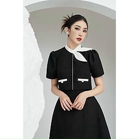 SET CHÂN VÁY CHỮ A KÈM ÁO VIỀN PHỐI NƠ TRẮNG SIÊU SANG CHẢNH CHO NÀNG DU LỊCH CÔNG SỞ