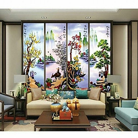 Hình ảnh TRANH THÊU CHỮ THẬP TỨ QUÝ XUÂN HẠ THU ĐÔNG 135x83cm