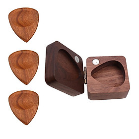 Guitar Pick Plectrum Wood Box+3pcs Wooden Guitar Pick Heart Shape Plectrum