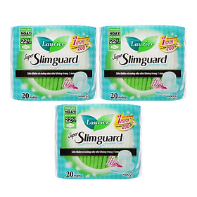 Combo 3 gói Băng Vệ Sinh Ban Ngày Laurier Super Slimguard Siêu Mỏng Cánh 1mm (22,5cm-20M)