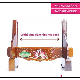 Khung hình gỗ tràm để ảnh thờ hoa sen chạm nổi có thể tăng giảm