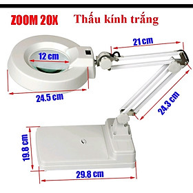 Kính lúp để bàn LT-86C 20X đèn LED (thấu kính trắng - Optical)