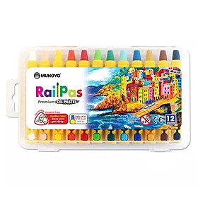 Hộp 12 Bút Sáp Dầu Railpas Oil Pastel - Mungyo MRCO-12