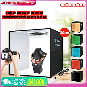 Hộp chụp sản phẩm Puluz  30cm x 30cm x 30cm VỎ ĐEN 6 màu nền có kèm đèn led điều chỉnh remote 