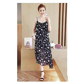 ĐẦM BẦU CHIFFON DÁNG DÀI HỌA TIẾT HOA ĐI BIỂN  DR2526
