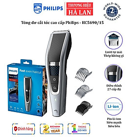 Tông đơ cắt tóc cao cấp Philips HC5690/15 tích hợp 2 lưỡi cắt, đảm bảo cắt nhanh chóng, tiết kiệm thời gian​ - Hàng Nhập Khẩu