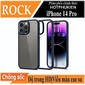 Ốp lưng chống sốc viền cao su cho iPhone 14 Pro (6.1 inch) thiết kế mặt lưng trong suốt Hiệu Rock hybrid Protective Case (độ đàn hồi cao, bảo vệ toàn diện, tản nhiệt tốt) - hàng nhập khẩu