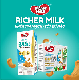 Mini Bloom Sữa Hạt Điều Không Đường Richer Milk (180ml x 16 hộp)