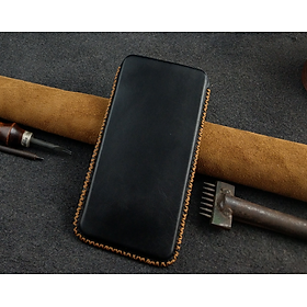 Bao da rút cho Samsung Galaxy Note 10 plus handmade ép phôm da bò thật