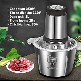 Máy Xay Thực Phẩm Đa Năng, Máy Xay Thịt Công Suất 250W, Cối Inox 304, 4 lưỡi dao sắc bén