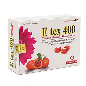 Viên uống đẹp da Vitamin E Đỏ, dầu gấc, tinh dầu lô hội E-Tex 400 giảm nám sạm da, chống lão hóa