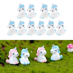 10Pcs   Cute   Resin   Miniature   Unicorns   Figurines   Micro   Landscape   Ornament   Craft