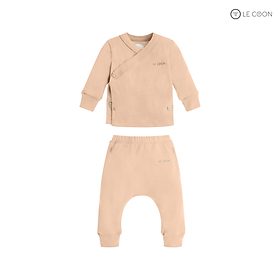 Le coon | bộ đồ cúc bấm vạt chéo | comfy | 0 tháng -9 tháng tuổi