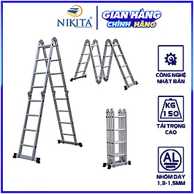 Mua Thang nhôm gấp 4 khúc Nikita Nik44A chân choãi