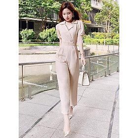 Jumpsuit cổ vest sang trọng chất mango Hàn cao cấp mềm mịn thiết kế 1 lớp dày vừa phải thoáng cho da,chất thấm hút phù hợp đi chơi dự tiệc J1567