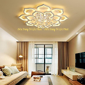 Mua Đèn trần  đèn ốp trần 16 cánh hoa sen thả Ca Sỹ Pha Lê 3 hình thức năng lượng kèm khiển tô điểm phòng tiếp đón khách tối