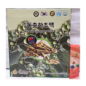 Nước Mát Gan Đông Trùng Hovenia Cordyceps Drinhk JEONG WON Tặng kèm 1 hộp dầu lạnh Omega3 Hàn Quốc,