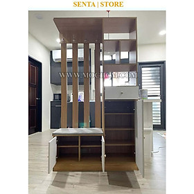Tủ giày trang trí liền vách ngăn phòng khách hiện đại MOC775