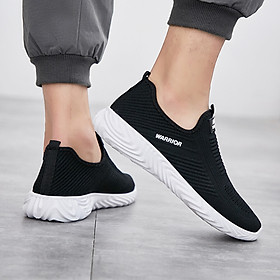 Pull back Warrior casual men's mesh breathable soft bottom running shoes WXY-L043C dark blue 42