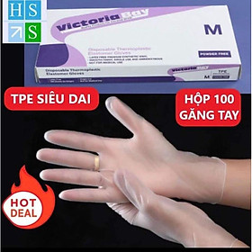 Mua Hộp 100 Găng tay cao su VictoriaBay làm bếp vệ sinh siêu dai chất liệu TPE không mùii