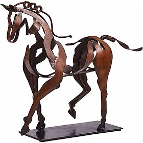 Trang trí tượng ngựa bằng kim loại nghệ thuật 100% tác phẩm điêu khắc ngựa thủ công hiện đại thủ công, bức tượng đồ kim loại mộc mạc Trang trí nhà ống khói văn phòng Tượng văn phòng (Phong cách 1)