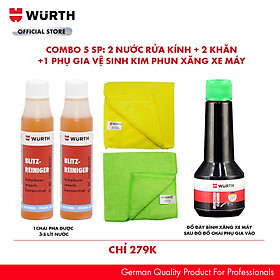 Combo Wurth 2 Nước Rửa Kính Tiện Dụng 2 Khăn Và 1 Phụ Gia Vệ Sinh Kim Phun