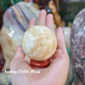 Mua Bi cầu phong thủy canxit nâu đất nhạt 4.5-5cm cho người mệnh Kim và Thổ đá Việt Nam