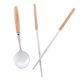 Stainless Steel Chopsticks Soup Spoon Set Camping Cutlery Set with Carry Bag